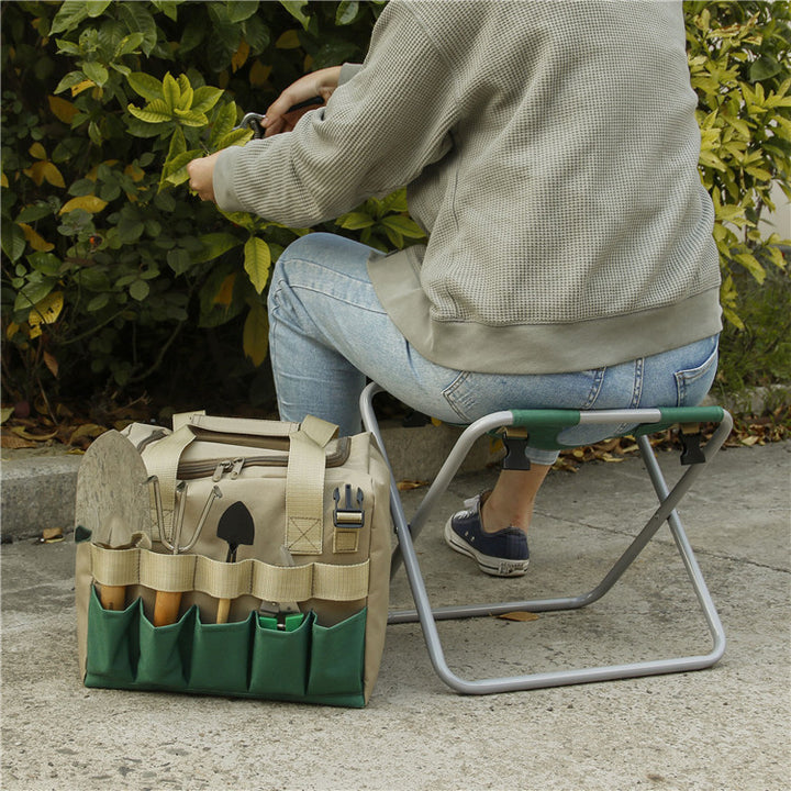 Gardening Stool With Tote Bag Chair Garden Tools Set